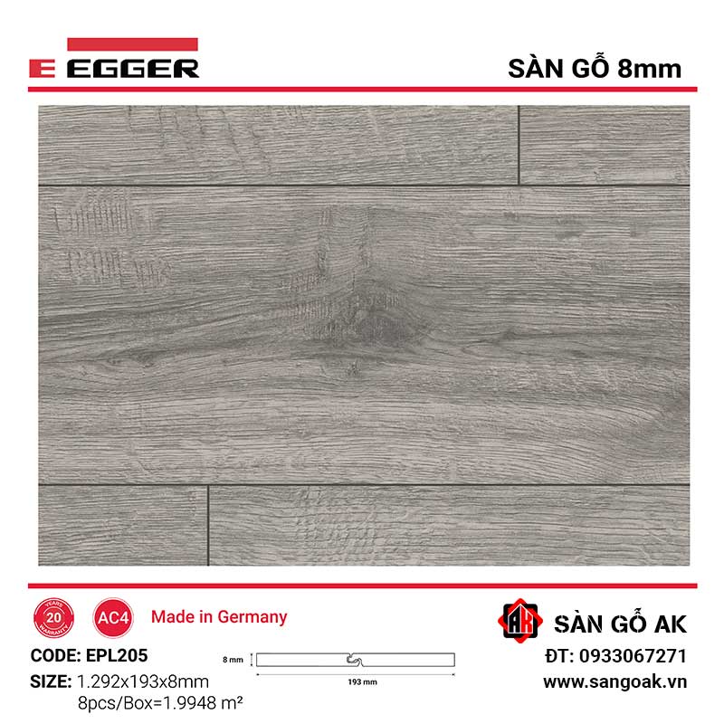 Sàn Gỗ Công Nghiệp Đức Egger 8mm EPL205